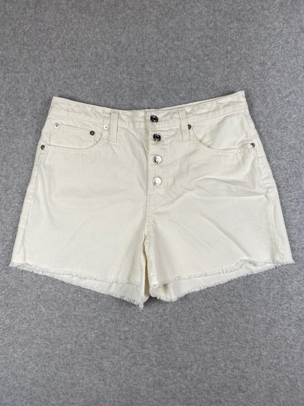 J.Crew High-rise denim short in white with button fly Size 28